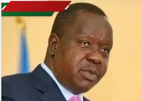 Fred Matiang’i speaking at a political rally, addressing supporters about his 2027 presidential ambitions.