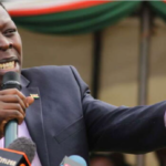 Eugene Wamalwa speaking at a political event, addressing claims about AI being used in propaganda.