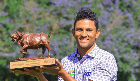 Greg Snow celebrates after winning the Limuru Betika Masters at Limuru Country Club.