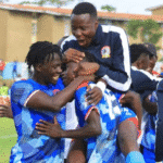 Shabana FC players celebrate during their match at Police Sacco Grounds