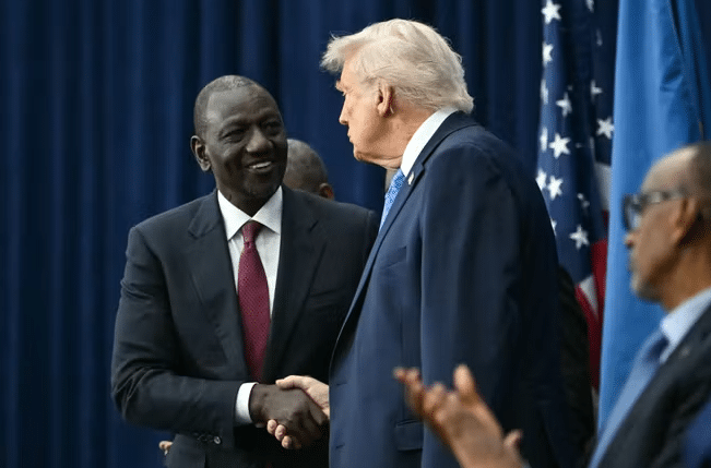 Kenyan President William Ruto and Donald Trump at the U.S. Institute of Peace in Washington during the December 4 signing of the Rwanda–DRC peace agreement.