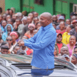 Deputy President Kithure Kindiki speaks to residents during the groundbreaking ceremony for the 13-kilometre Kangundo–Mwala Road project.
